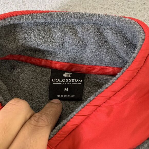 Ohio State Buckeyes Fleece Sweater Mens Medium Pockets Colosseum Gray Red NCAA - Picture 4 of 13